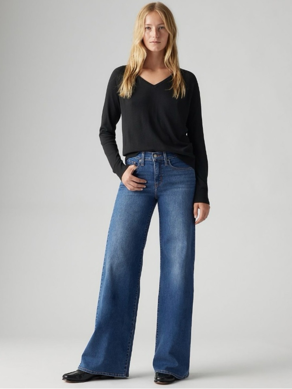 Levi’s 318 Shaping Wide Leg Jeans Mid-Rise Tummy Control 29x32